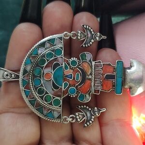 Very Vintage Peruvian Tumi Dagger All 950 Sterling Silver & Genuine Stones!